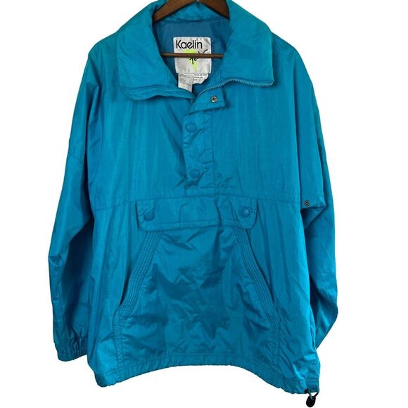 Blue Vintage Kaelin Tech 100% Nylon Pullover Jacket Windbreaker Size Medium - Picture 1 of 14